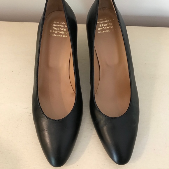 BROOKS BROTHERS BLACK CALF LEATHER HEELS NWOT - Picture 2 of 8